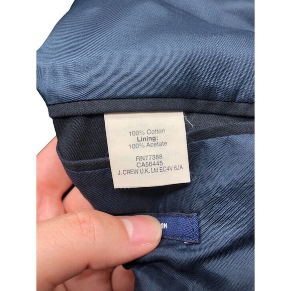 J Crew Thompson Blazer Jacket 44L 44 Long Navy Blue Chino Cotton Mens *Read* - Picture 6 of 8